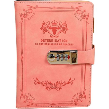 Lukollinen päiväkirja PU-nahkaa Salasanalla varustettu muistikirja Lukittava päiväkirja aikuisille yhdistelmälukolla A5 Kirjoitusmuistikirja Salainen 