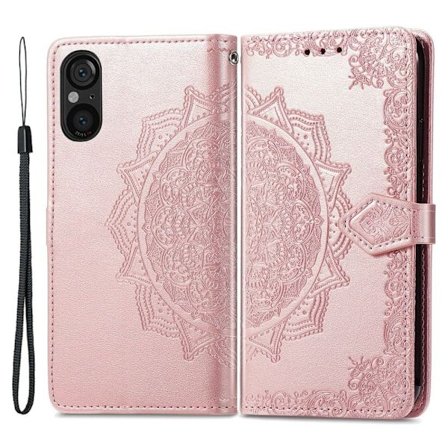 Mandala läder Sony Xperia 5 V fodral - Roséguld