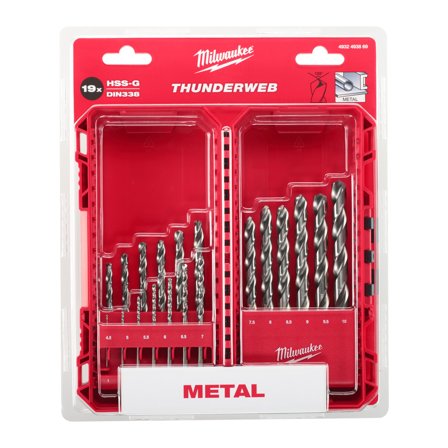 Milwaukee 4932493869 Metallborrsats 19 delar, Borra & mejsla