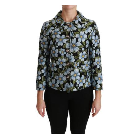 Dolce & Gabbana Floral Blazer Jas Polyester Jacket , Zwart , Dames , Maat: S