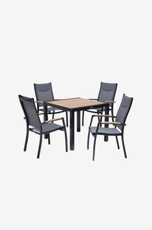 LifestyleGarden - Istuinryhmä 90, 4 tuolia PANAMA - Musta - Ruokailuryhmät - - Homeroom