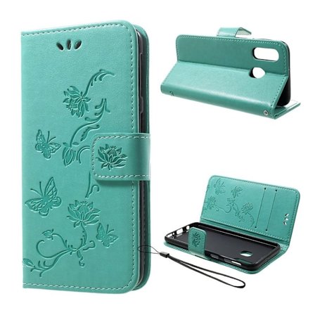 Butterfly Samsung Galaxy A40 nahkakotelo - Syaani