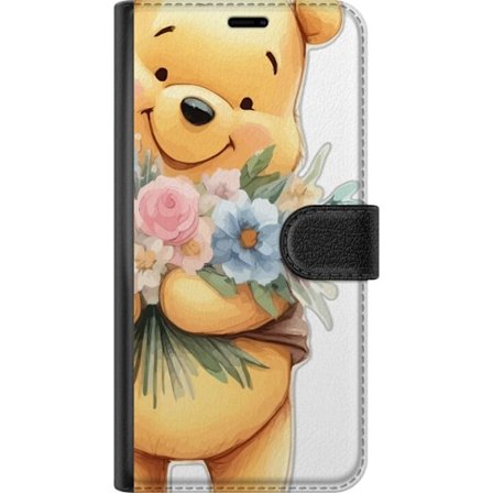 Yhteensopiva Lompakkokotelo OnePlus 13R Nalle Puh kukkien kanssa - klassinen lasten suosikki kukkivassa keväisympäristössä
