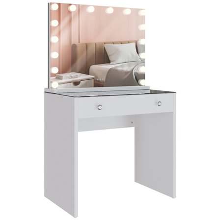 Make -Up Table - toalettbord - Dimbar LED -belysning, robust & hållbar design | Färg: Vit