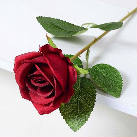 Kunstige silke roser - 6 stk, perfekt for bryllup og festdekor, realistisk rød blomsterdekorasjon