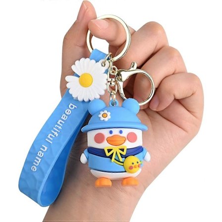 Söt och rolig anka nyckelring med nyckelring och klämma för husnycklar och bilnycklar
