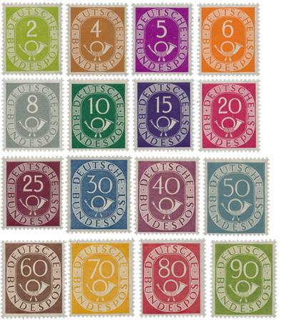 Tyskland 1951 - MICHEL 123-138 / AFA 1086-1101 - Ubrugt