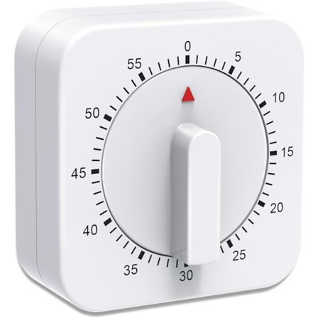 Kjøkkentimer, 60 minutter/1 time nedtelling alarm påminnelse eggtimer hvit firkantet opptrekk mekanisk timer for baking koking egg komfyr lærere