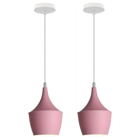 Moderne Pendellampe Indendørs Hængende Loftlampe Simpel Nordisk Lysekrone Pink 2stk