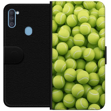 Kompatibel Tegnebogsetui til Samsung Samsung Galaxy A11 Mønster af grønne tennisbolde i høj detalje, sporty motiv med gentagende tekstur og stærke
