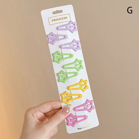 3/10 stk Bobby Pin Girl Farverige Stars Barrettes Metal Snap Clip