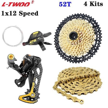 LTWOO AT12 MTB Mountain Bike Groupset 12 Speed ​​Shifter Spak Bakväxel Kassett 11-50/52T Guld KMC-kedja för Shimano Sram
