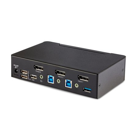 StarTech 2-Port DisplayPort KVM Switch, 8K 60Hz / 4K 144Hz, Single Display, DP 1.4, 2x USB 3.0 Ports, 4x USB 2.0 HID Ports, Push-Button & Hotkey