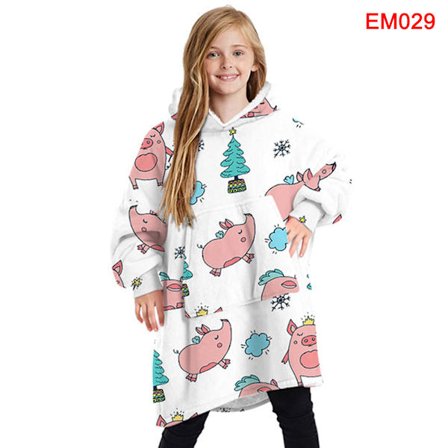 Filt Hoodie Sweatshirt Stor TV-filt Bärbar filt Super Varm Mjuk Mysig Fleece Huvtröja För Barn/Vuxen