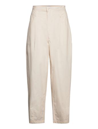 Poplin Wide Ov Pants Vida Byxor Creme Cathrine Hammel