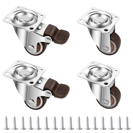 4 25mm möbelhjul, tunga fasta hjul med broms, 36