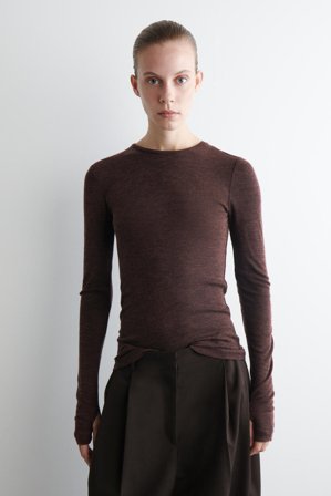 COS Women's Slim Merino Wool Top in Brown