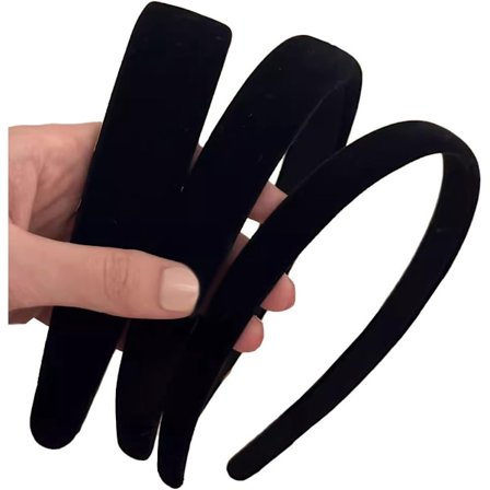 Fløyels pannebånd, svart, enkelt pannebånd, tre størrelser 1,5 cm 2 cm 3 cm, motehårtilbehør, for kvinner og jenter (3 stk)