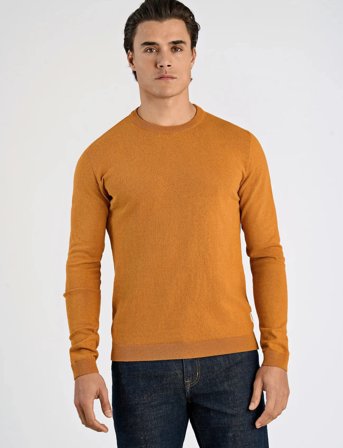Lindbergh 100% Recycle Knit Round Neck - Orange - XXL