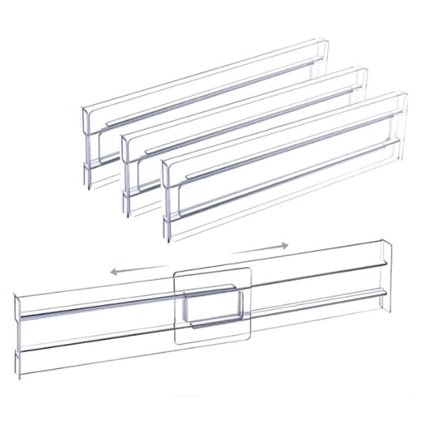 stk. Gennemsigtige Akryl Skuffeinddelere, Udtrækkelige Kommodeorganisatorer, Gennemsigtig Køkkenskuffeorganisator
