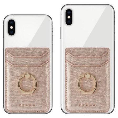 MUXMA Kortholder Ringstativ RFID-blokkerende kredittkort - Rose Gold