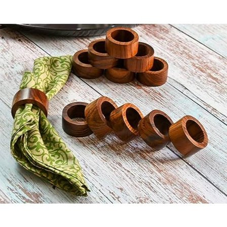 Sæt med 12 håndlavede servietringe i træ til middagsselskabsdekoration, 4,5 cm