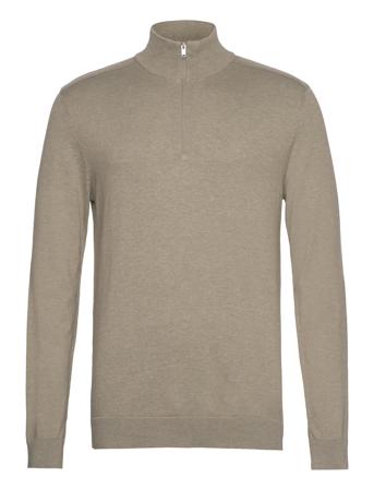 Slhberg Half Zip Cardigan Noos Knitwear Half Zip Pullover Kakigrønn Selected Homme*Betinget Tilbud