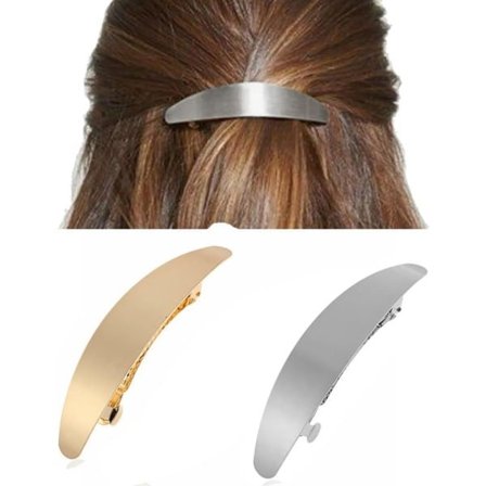 2 stk. Hårklemmer (sølv og guld) Vintage oval glat metal f