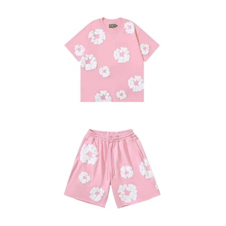 Denim Tears Sommer Herre Shorts Sæt, Hip Hop, Bomuld, Casual, Fitness, Rejse, 2-delt