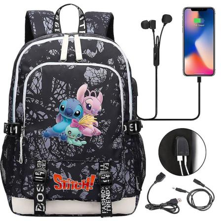 Anime Stitch Filmer Usb Laddning Ryggsäck Skolväska Grundskolan Mellanstadiet Pojkar Flickor Stor Kapacitet Bokväska Hög Kvalitet style 10