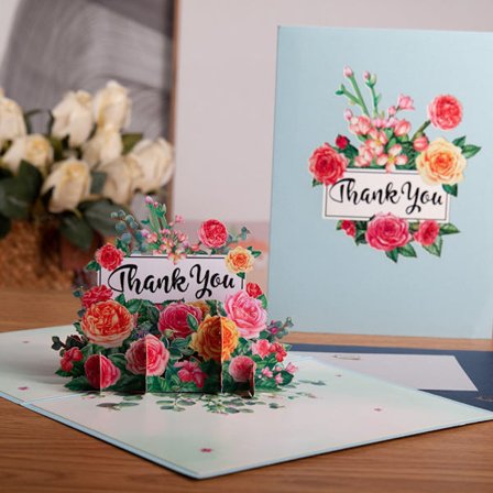 3D buketkort Blomster lykønskningskort H H