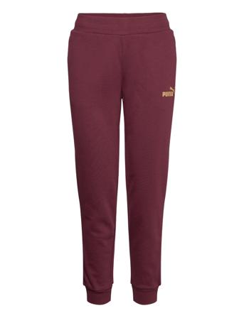 Ess+ Metallic Pants Fl Collegehousut Olohousut Burgundy PUMA
