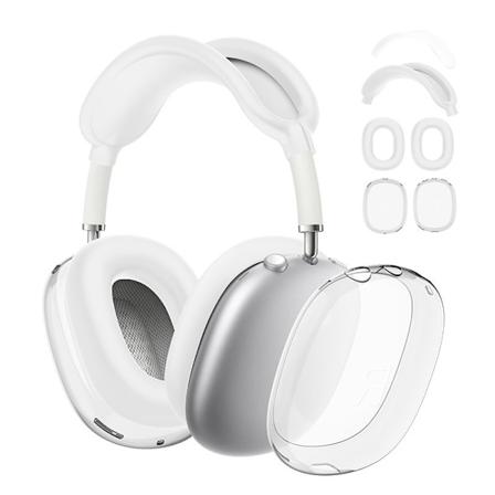 Beskyttelsessæt til AirPods Max, beskyttende film til hovedbøjle + TPU-beskyttelsesfilm + ørepuder i silikone, svedsikre tilbehør (hvid) white