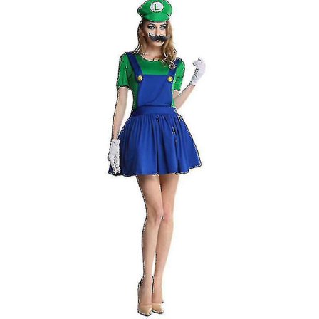 Barn Super Mario Kostym Fancy Dress Up Hat Set Party Boys Girls Outfits.z Green Women