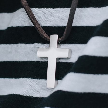 The Son Silver-Tone Cross Leather Iconic Necklace for Men - Leather necklaces