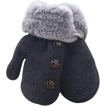 Unisex Baby Søde Knapper Pels Tykke Handsker Børn Varme Luffer
