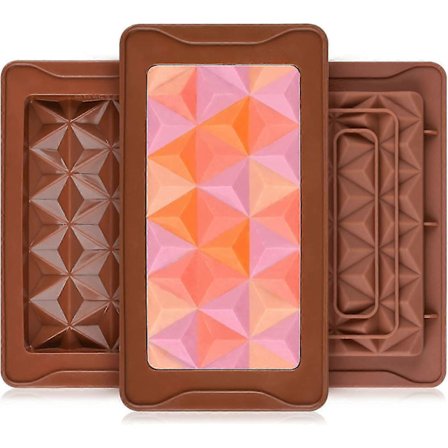 3 st Silikonformar för Choklad, Djup Candy Bar Formar, Silikonformer för Vaxsmältning, Stora (Pyramidset)