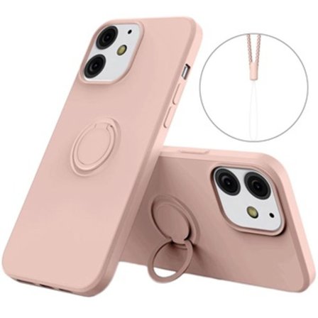 iPhone 13 Liquid Silikonskal med Ringhållare - Rosa