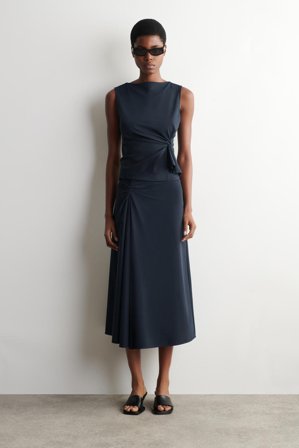 COS Femme Jupe Midi En Jersey À Détail Torsadé in Bleu