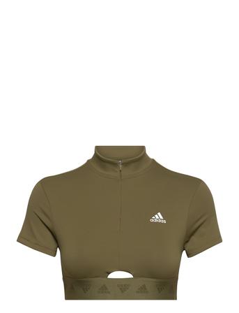 Crop Zip Tee W Green Adidas Performance