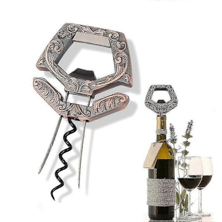 3 i 1 To-takket Vinåbner & Korkfjerner, Den kan nemt fjerne ældre og skrøbelige vinkorke, Kompatibel med feinschmeckere til at åbne