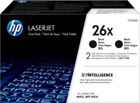 HP 26X 2-pack original LaserJet-tonerkassetter med hög kapacitet, 190780576106