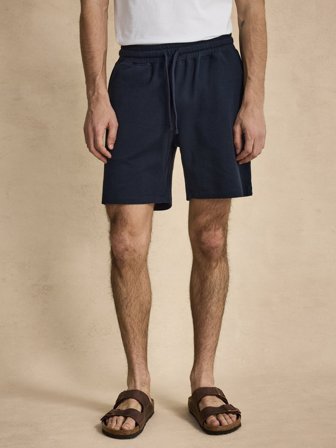 John Henric Men's Short en Jersey Bleu Marine Coupe Regular en Coton Size S