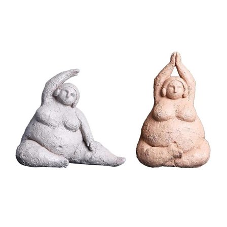 2 Stykker Moderne Yoga Dekoration Polyresin Fed Dame Figur Statuette Ornament