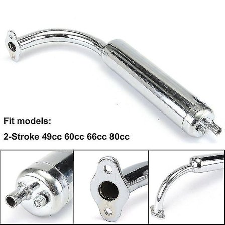 Krom ljuddämpare avgasrör 2-takts motoriserad cykel cykel 49cc 60cc 66cc