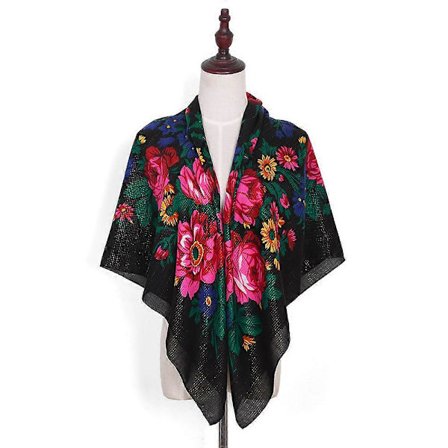 Russisk blomsterskjerf luksus blomsterlommetørkle etnisk sjal dame hijab stort 110 cm pannebånd bandana foulard femme hodeinnpakning sjal-lingling}