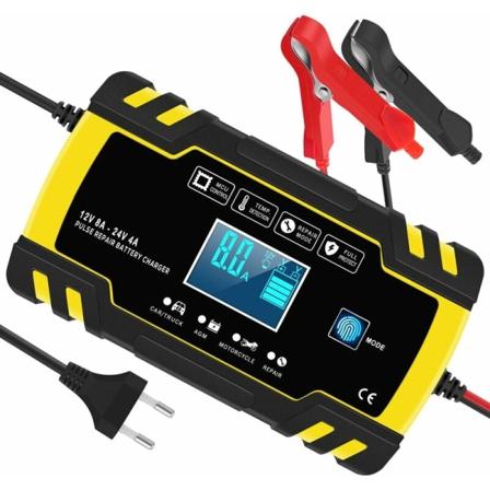 12V/24V 8A Intelligent Batteriladdare, 3-stegs Batteriladdare Underhållare och Automatisk Reparationsfunktion för Bil Motorcykel Lastbil, AGM, Gel, 