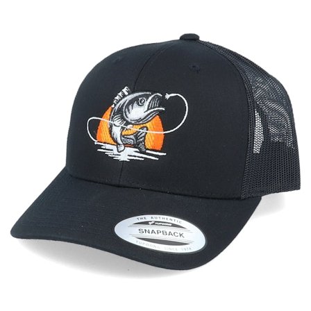 Skillfish - Svart trucker Caps - Sunset Fish Logo Black Trucker @ Hatstore