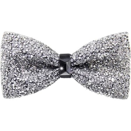 Rusetit miehille, Yhtenäinen timanttikuvioinen rusetti säädettävällä pituudella juhliin, häihin, banketteihin, lahjaksi (hopea)