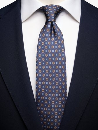 John Henric Men's Blaue Krawatte Geometrisch Size 7,5